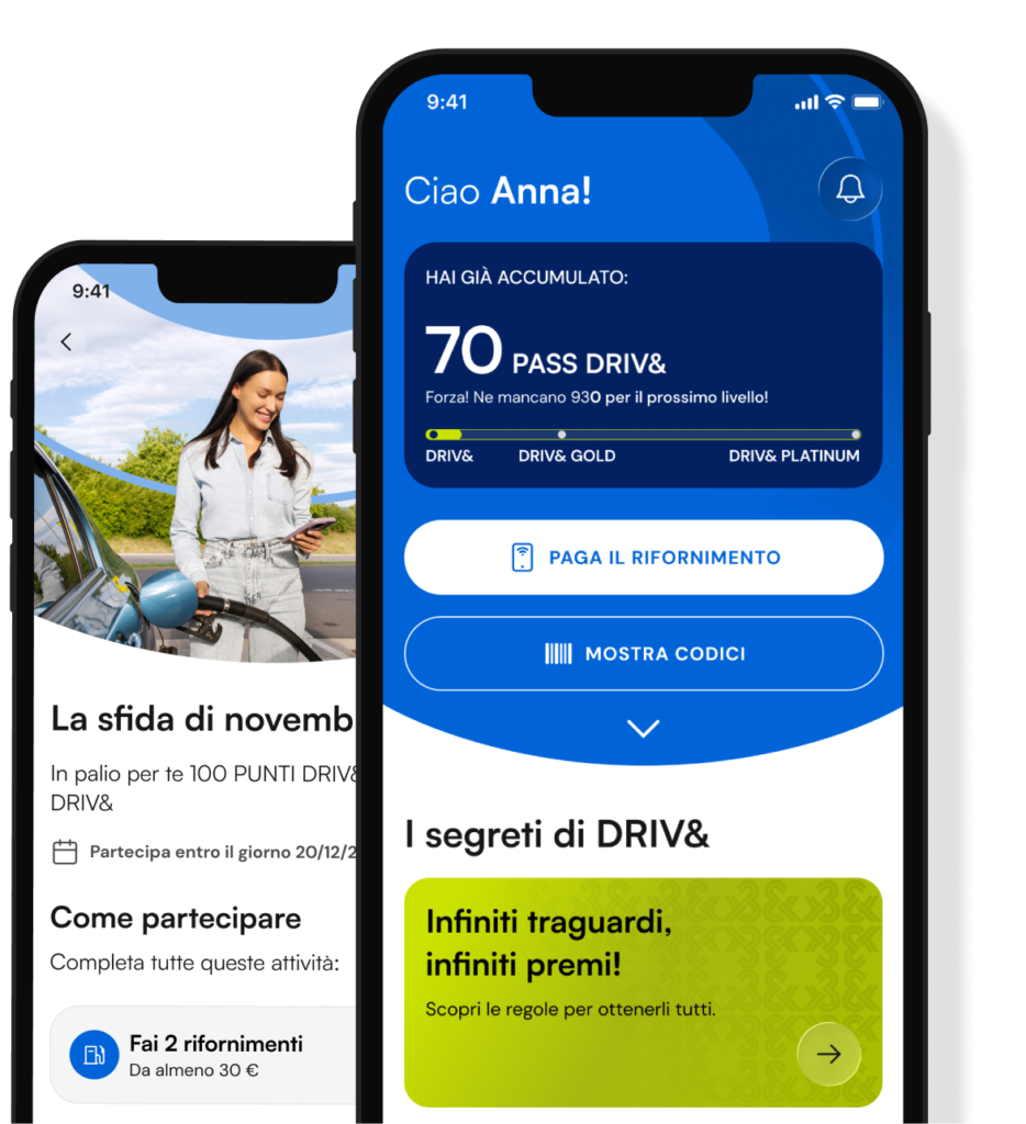 Schermate dell'app DRIV&.